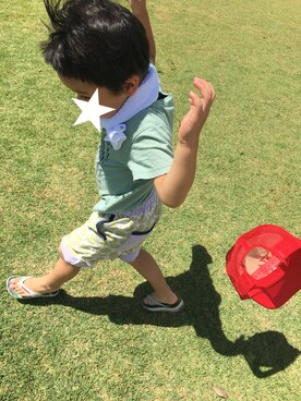 「zuppa di zucca（ズッパ デ ズッカ）のアイテム（その他パンツ、グリーン系）」を使った、YUKI★さん（キッズ）の夏コーディネート