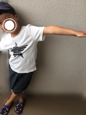 「B:MING by BEAMS（ビーミングバイビームス）のアイテム（Tシャツ/カットソー、ホワイト系）」を使った、YUKI★さん（キッズ）の夏コーディネート