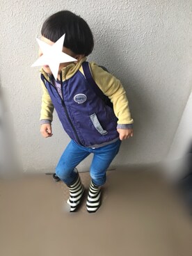 「zuppa di zucca（ズッパ デ ズッカ）のアイテム（ジャケット/アウター、ブルー系）」を使った、YUKI★さん（キッズ）の秋コーディネート