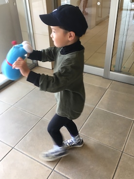 「韓国子供服のアイテム（Tシャツ/カットソー、グリーン系）」を使った、YUKI★さん（キッズ）の秋コーディネート