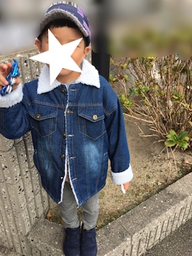 「zuppa di zucca（ズッパ デ ズッカ）のグレンチェック 長パンツ（100～130）（その他パンツ、グレー系）」を使った、YUKI★さん（キッズ）の秋コーディネート