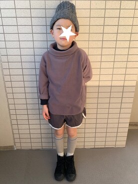 「韓国子供服のアイテム（トップス、ブラウン系）」を使った、YUKI★さん（キッズ）の冬コーディネート