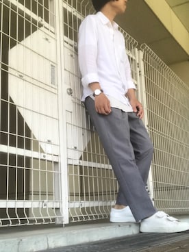 「HARE（ハレ）のダブルベルトスニーカー(HARE)（スニーカー）」を使った、yusukeさん（メンズ・165cm）の夏コーディネート