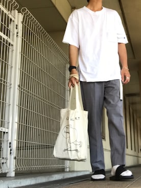 「SHIPS JET BLUE（シップスジェットブルー）のアイテム（サンダル）」を使った、yusukeさん（メンズ・165cm）の夏コーディネート