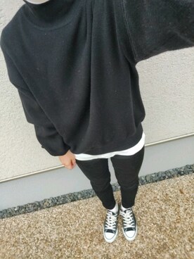 「earth music&ecology（アースミュージックアンドエコロジー）のスキスキスキニー（カラー）＊（その他パンツ）」を使った、ラッキーぼっちゃんさん（レディース・153cm）の冬コーディネート