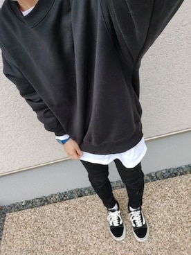 「earth music&ecology（アースミュージックアンドエコロジー）のスキスキスキニー（カラー）＊（その他パンツ）」を使った、ラッキーぼっちゃんさん（レディース・153cm）の冬コーディネート