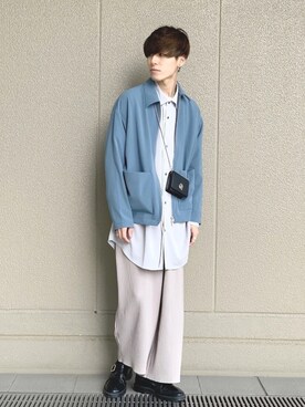 「プリーツ」｜「アイテム（ブルゾン）」を使った、yagisyuさん（メンズ・169cm）の春コーディネート