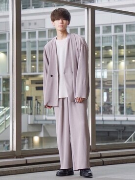 「プリーツ」｜「アイテム（ジャケット/アウター）」を使った、yagisyuさん（メンズ・169cm）の春コーディネート