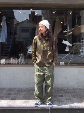 「アーミー」｜「アイテム（カバーオール）」を使った、OGさん（メンズ・172cm）の春コーディネート