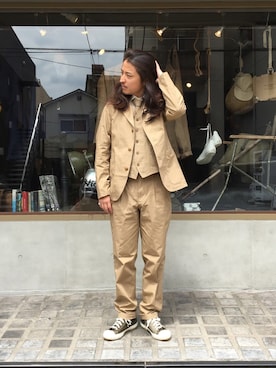 「Nigel Cabourn（ナイジェルケーボン）のアイテム」を使った、OGさん（メンズ・172cm）の春コーディネート