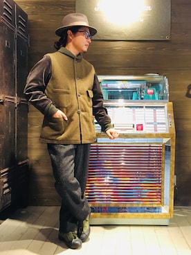 「メルトン」｜「アイテム（その他アウター）」を使った、OGさん（メンズ・172cm）の秋コーディネート