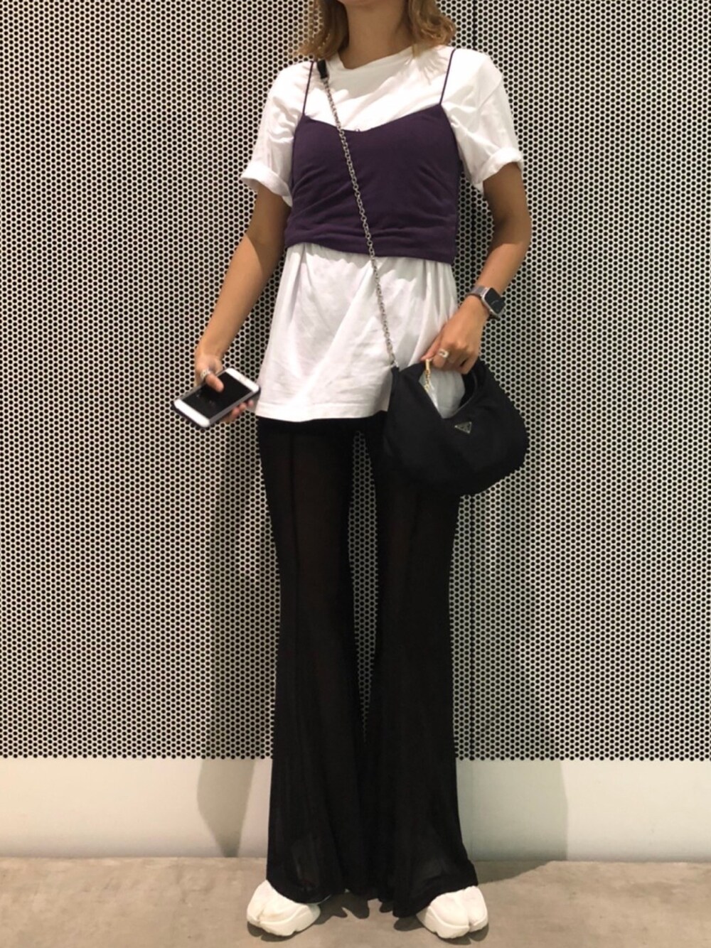 「ラクチンコーデ、休日スタイル、スナイデル、PRADA」｜「PRADAのアイテム（バッグ、ブラック系）」を使った、Mさん（レディース・157cm）の夏コーディネートの1枚目の写真