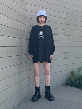 「アイテム（帽子）」を使った、川島 円さん（レディース・159cm）の秋コーディネート