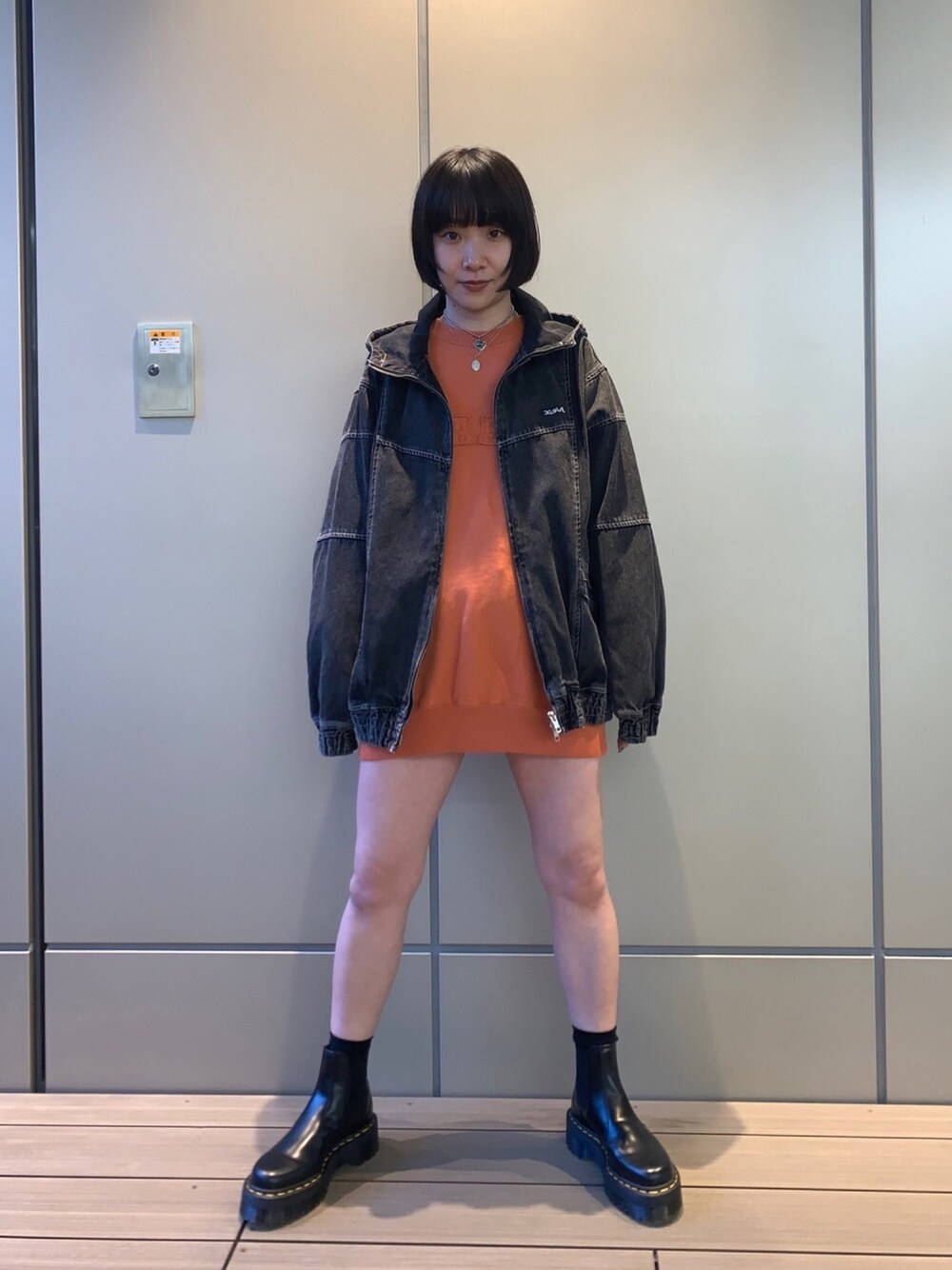 X-girl 】DENIM BIG BLOUSON デニムフード付きブルゾン春