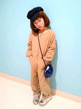 「マリンキャップ」｜「アイテム（オールインワン・サロペット）」を使った、karinさん（キッズ・120cm）の冬コーディネート
