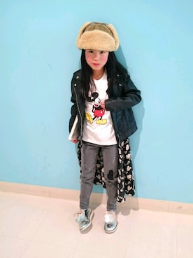 「ミッキーT」｜「アイテム（ワンピース/ドレス）」を使った、karinさん（キッズ・120cm）の冬コーディネート