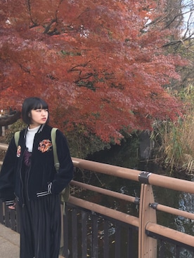 「ミリタリーバッグ」｜△さん（レディース・157cm）の冬コーディネート