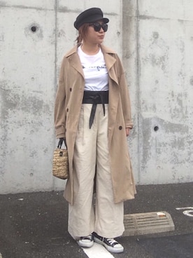 「サッシュベルト」｜「アイテム（トレンチコート）」を使った、♡YUPPY♡さん（レディース・156cm）の春コーディネート