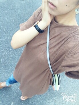 「Daniel Wellington（ダニエルウェリントン）の【Daniel Wellington】0508DWクラシック 36mm ローズゴールド×シェフィールド（アナログ腕時計、ブラック系）」を使った、mik___xさん（レディース）の夏コーディネート