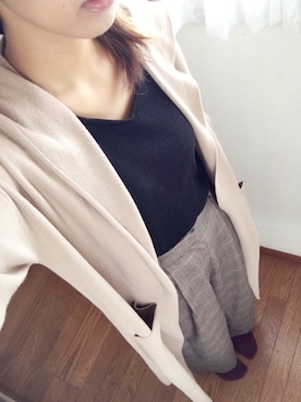 「LOWRYS FARM（ローリーズファーム）のＴＲチェックワイドパンツ　764689（その他パンツ、ブラウン系）」を使った、mik___xさん（レディース）の秋コーディネート