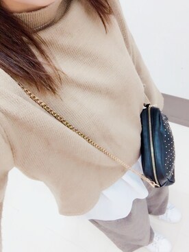 「BEAUTY&YOUTH UNITED ARROWS（ビューティーアンドユースユナイテッドアローズ）のBY DRESS メタルスタッズ2WAYショルダー（ショルダーバッグ、ブラック系）」を使った、mik___xさん（レディース）の秋コーディネート