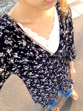 「mysty woman（ミスティウーマン）のスカラップレースタンクトップ（タンクトップ、ホワイト系）」を使った、mik___xさん（レディース）の春コーディネート