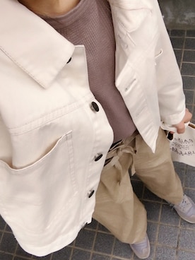 「オフホワイト」｜「アイテム（デニムジャケット）」を使った、mik___xさん（レディース・163cm）の春コーディネート