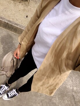 「JEANASIS（ジーナシス）のJEGGINGS/748520（デニムパンツ、ブラック系）」を使った、mik___xさん（レディース）の春コーディネート
