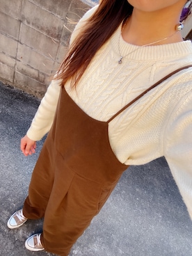 「w closet」｜「アイテム（オールインワン・サロペット）」を使った、mik___xさん（レディース・163cm）の冬コーディネート