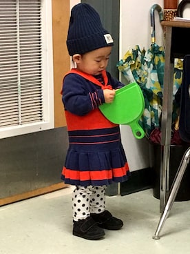 「TOMMY HILFIGER（トミーヒルフィガー）のアイテム（ワンピース/ドレス）」を使った、Uiさん（キッズ・61cm）の春コーディネート