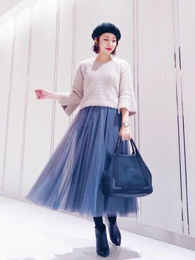吉田亜理沙さんの「[低身長サイズ有]チュールロングスカート」を使ったコーディネート