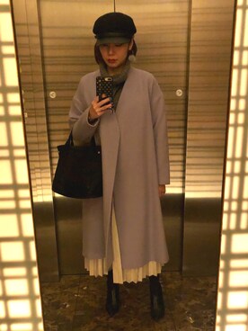 吉田亜理沙さんの「プリーツロングマキシスカート」を使ったコーディネート