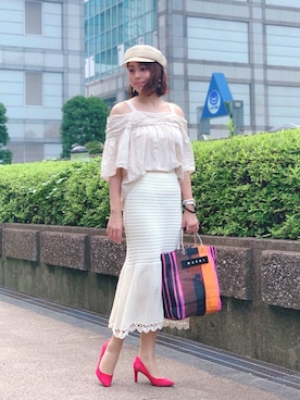「DRWCYS（ドロシーズ）のアイテム（トップス）」を使った、吉田亜理沙さん（レディース・167cm）の夏コーディネート