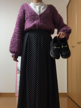 「FUN（ファン）のアイテム（ジャケット/アウター、パープル系）」を使った、かんなさん（レディース・163cm）の冬コーディネート