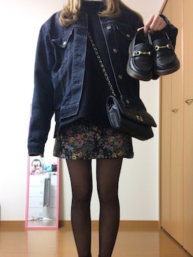「UNIQLO（ユニクロ）のアイテム（デニムジャケット、ブルー系）」を使った、かんなさん（レディース・163cm）の冬コーディネート