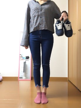 「one after another NICE CLAUP（ワンアフターアナザーナイスクラップ）のアイテム（ミリタリージャケット）」を使った、かんなさん（レディース・163cm）の冬コーディネート