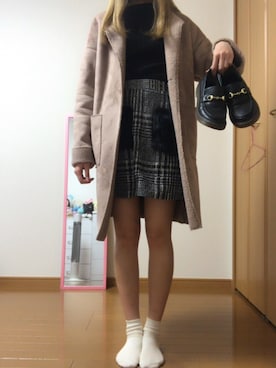 「SPINNS（スピンズ）のアイテム（ムートンコート）」を使った、かんなさん（レディース・163cm）の冬コーディネート