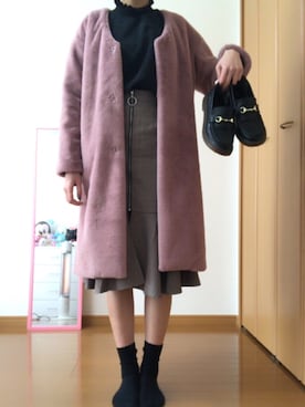 「w closet」｜「アイテム（その他アウター）」を使った、かんなさん（レディース・163cm）の冬コーディネート