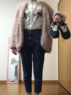「FUN（ファン）のアイテム（ジャケット/アウター、ピンク系）」を使った、かんなさん（レディース・163cm）の春コーディネート