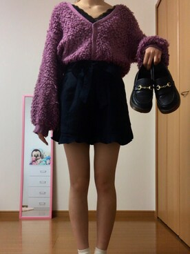 「FUN（ファン）のアイテム（ジャケット/アウター、パープル系）」を使った、かんなさん（レディース・163cm）の春コーディネート