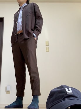 「FRED PERRY（フレッドペリー）のアイテム（ソックス/靴下）」を使った、SHIN HIさん（メンズ・176cm）の秋コーディネート