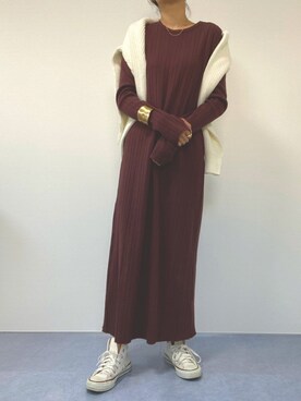 「mici(ミチ)のアイテム(ワンピース)」を使った、hooさん(レディース・163cm)の秋コーディネート