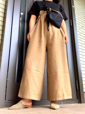 「UNIQLO（ユニクロ）のワッフルクルーネックT（5分袖）（Tシャツ/カットソー）」を使った、𝕞𝕚𝕚𝕚𝕚.𝟛𝟙𝟜 さん（レディース・163cm）の夏コーディネート