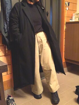 「BACK NUMBER（バックナンバー）のアイテム（チェスターコート）」を使った、𝕞𝕚𝕚𝕚𝕚.𝟛𝟙𝟜 さん（レディース・162cm）の冬コーディネート