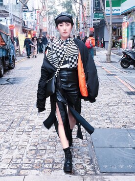 「WEGO（ウィゴー）のアイテム（バッグ、ブラック系）」を使った、西野緑さん（レディース・157cm）の春コーディネート