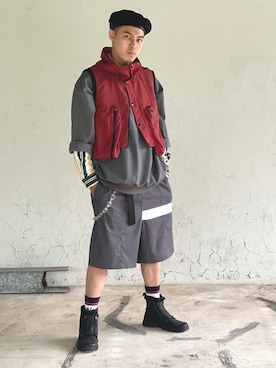 「TIMELY WARNING（タイムリーワーニング）のアイテム（トップス）」を使った、ctboi さん（メンズ・175cm）の夏コーディネート