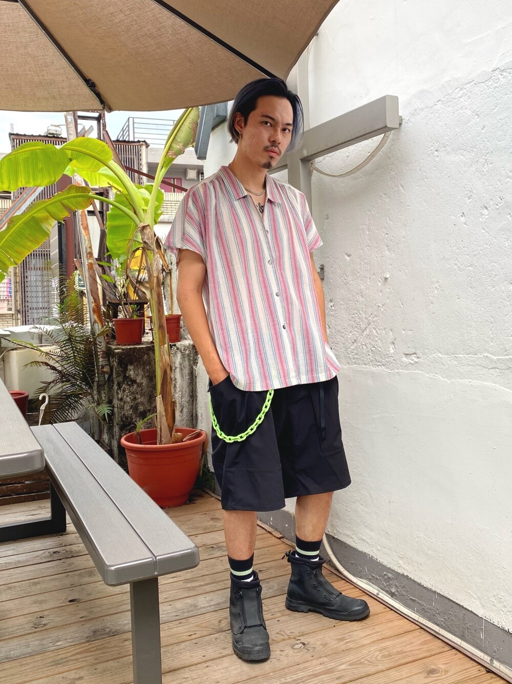「日系极简、日系極簡、休日スタイル、休日コーデ、休閒、街頭穿搭、ootd、ootdtw、fashion、fashion blogger」｜「Gramicciのアイテム（カーゴパンツ、ブラック系）」を使った、ctboi さん（メンズ・175cm）の夏コーディネートの1枚目の写真