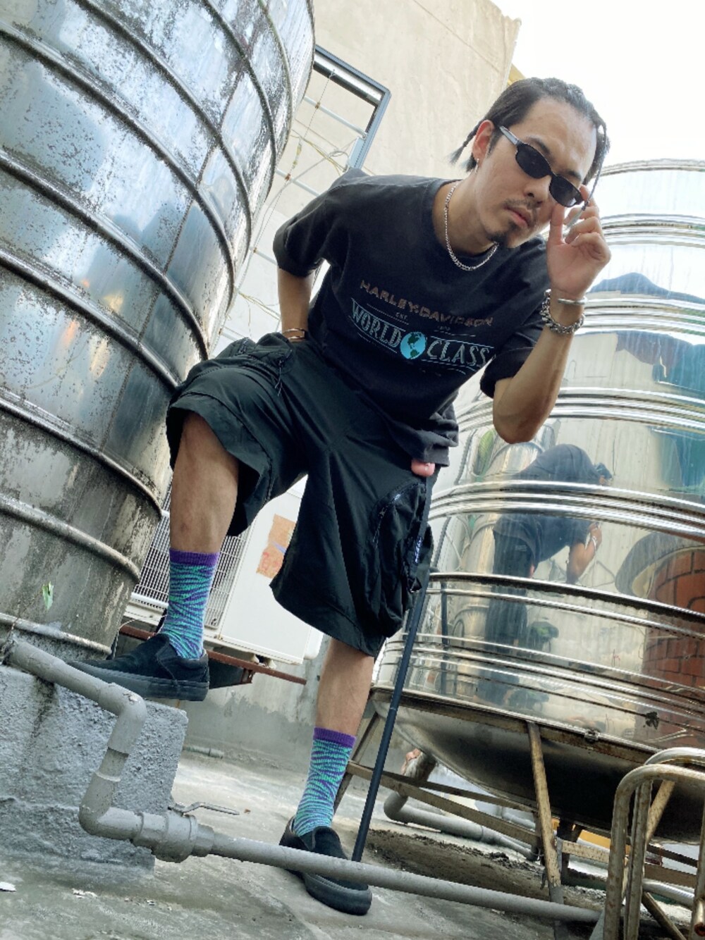 「ootd、outfit、fashion、VANS、街頭穿搭、休閒、日系極簡、休日スタイル、休日コーデ、oversize」｜「Recoveryのアイテム（ブレスレット、シルバー系）」を使った、ctboi さん（メンズ・175cm）の秋コーディネートの1枚目の写真
