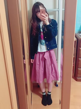 「ひざ丈スカート」｜「アイテム（ジャケット/アウター）」を使った、hanaさん（レディース・163cm）の春コーディネート