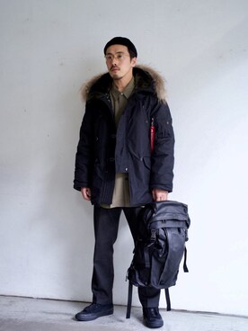 「N.HOOLYWOOD」｜「アイテム（ナイロンジャケット）」を使った、kaddishさん（メンズ・173cm）の冬コーディネート